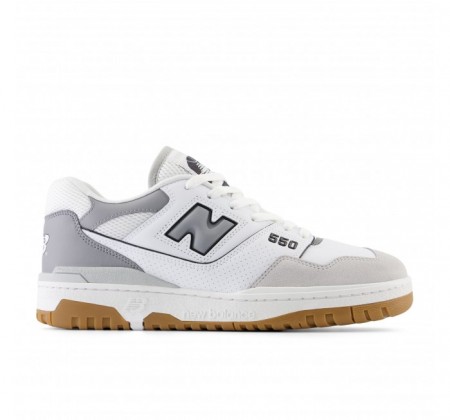 New Balance 550 White & Slate low-cut basketball sneaker